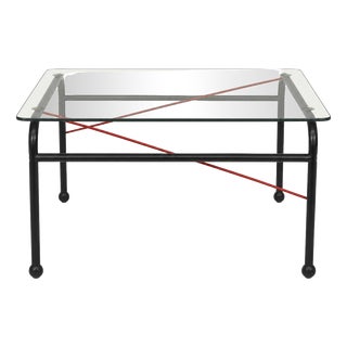 Vintage Scandinavian Glass and Metal Coffee Table by Johan Huldt, 1980s For Sale