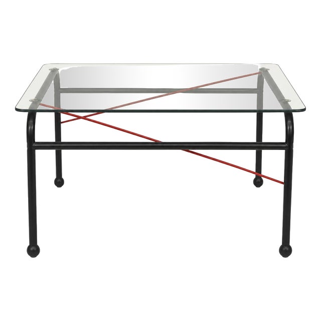 Vintage Scandinavian Glass and Metal Coffee Table by Johan Huldt, 1980s For Sale