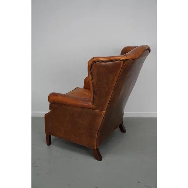 Vintage Dutch Cognac-Colored Leather Club Chair For Sale - Image 11 of 13