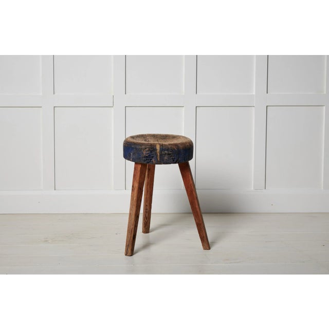 Antique Northern Swedish Country House Pine Stool For Sale - Image 3 of 8