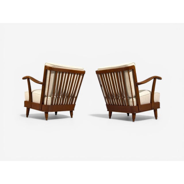 Svante Skogh, Lounge Chairs, Beige Linen, Beech, Sweden, 1945 For Sale - Image 12 of 12