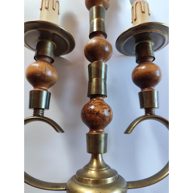 Vintage Italian Bouillotte Table Lamp in Wood, 1960s For Sale - Image 12 of 14