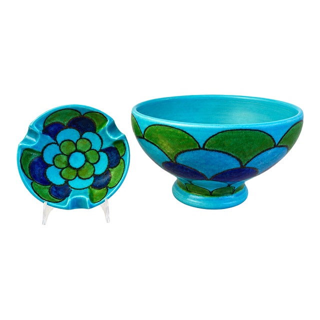 1960s Italian Modernist Ceramic Bowl & Ashtray Set | Rosenthal Netter Attributed | Series 238 For Sale