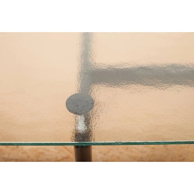 Black LC 6 Table in Matt Black Lacquered Steel Frame, Ribbed Glass Top For Sale - Image 8 of 12