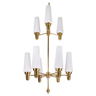 Swedish Brass Chandelier, 1950s For Sale