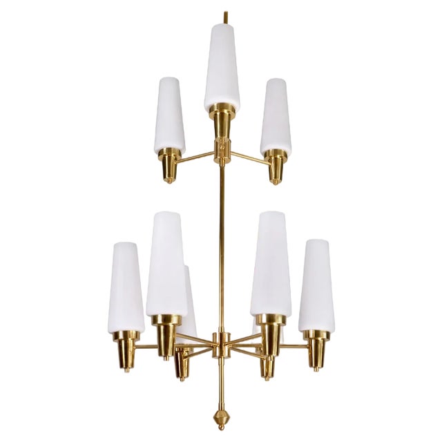 Swedish Brass Chandelier, 1950s For Sale