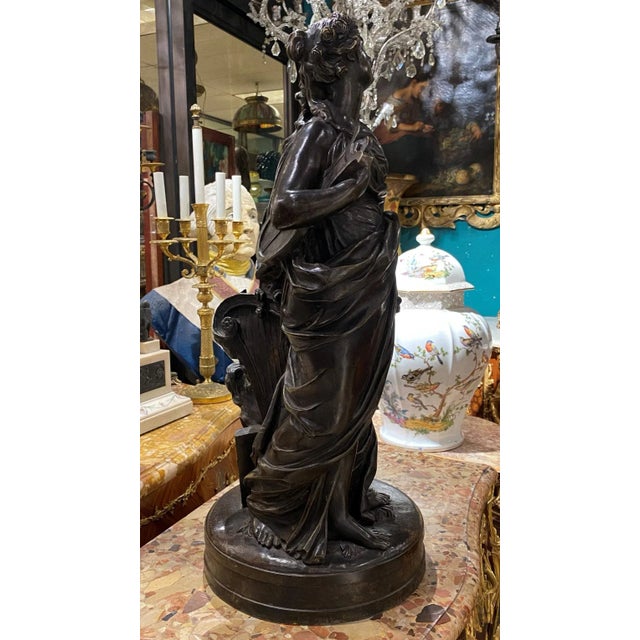 Metal Allegorical Bronze of Music and Poetry After Guillaume Coustou II For Sale - Image 7 of 13