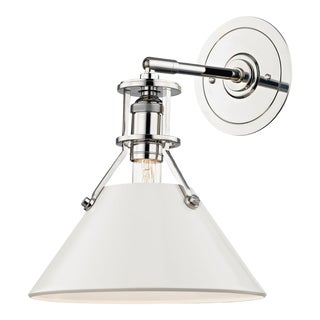 Hudson Valley Lighting Mark D. Sikes Painted No.2 1-Light Wall Sconce, Polished Nickel/Off White For Sale