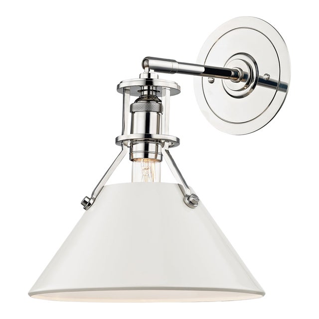Hudson Valley Lighting Mark D. Sikes Painted No.2 1-Light Wall Sconce, Polished Nickel/Off White For Sale