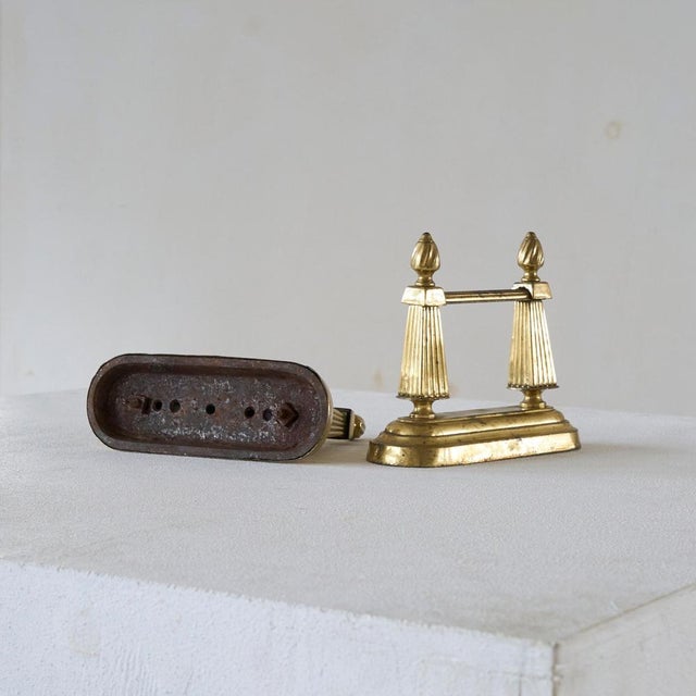 Neoclassical Andirons in Patinated Brass, 1890s, Set of 2 For Sale - Image 9 of 10