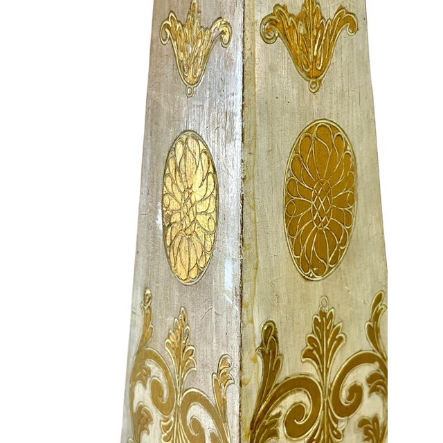 Wood Vintage Florentine Italian Gilt Wood Obelisk For Sale - Image 7 of 10