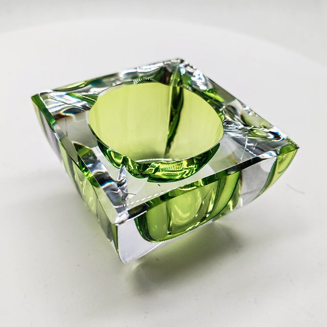 Stunning Ashtray or Catch-all by Val Saint Lambert. Submerged Green color and great Lead Crystal Transparency. 1960, made...