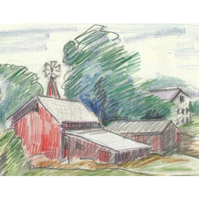 Grace Spongberg (American, 1906-1992) Country landscape, oil pastel on paper, estate stamp on reverse. Grace Spongberg...