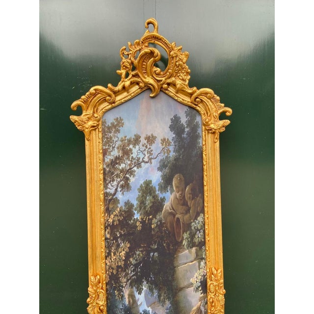 Pair Vintage French 20th C Louis XVI Gold Beech Frames W/ Fabric Artwork For Sale - Image 14 of 18