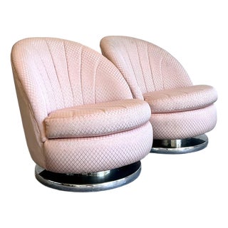 Vintage Milo Baughman for Thayer Coggin Swivel Rocker Chairs - A Pair For Sale