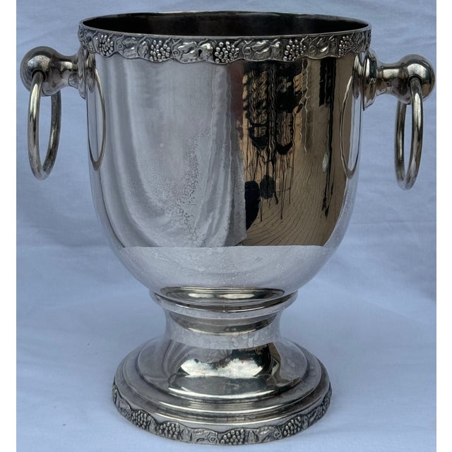 Metal Vintage Silver Plated Ice Bucket Champagne Chiller For Sale - Image 7 of 10