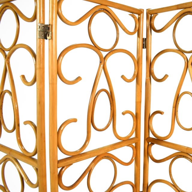 Rattan Three-Panel Folding Screen For Sale In Chicago - Image 6 of 7