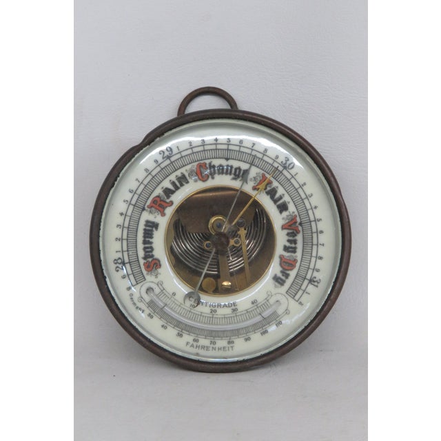 German Aneroid Barometer Centigrade Fahrenheit Metal Hanging Weather Dial 4489b For Sale - Image 12 of 15