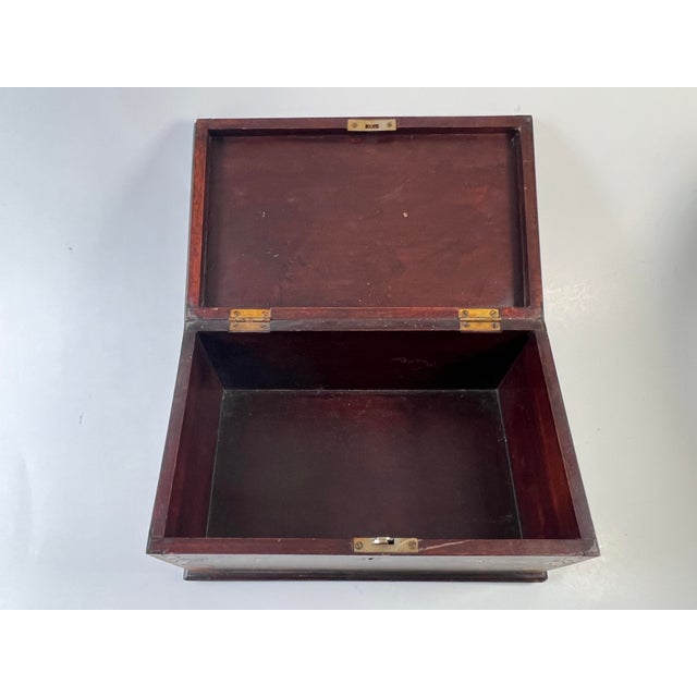 Brown Antique Inlaid Wooden Box With Garlands and Urns For Sale - Image 8 of 9