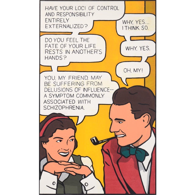 Conversation in the style of Roy Lichtenstein by David Mar (20th Century). Two people are discussing a psychological...