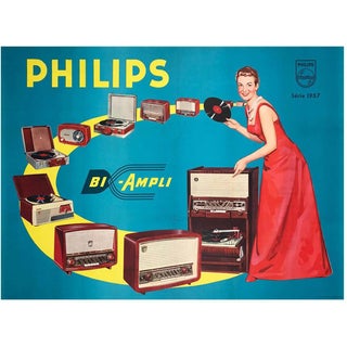 Bi-Ampli Radio Poster from Philips, 1957 For Sale