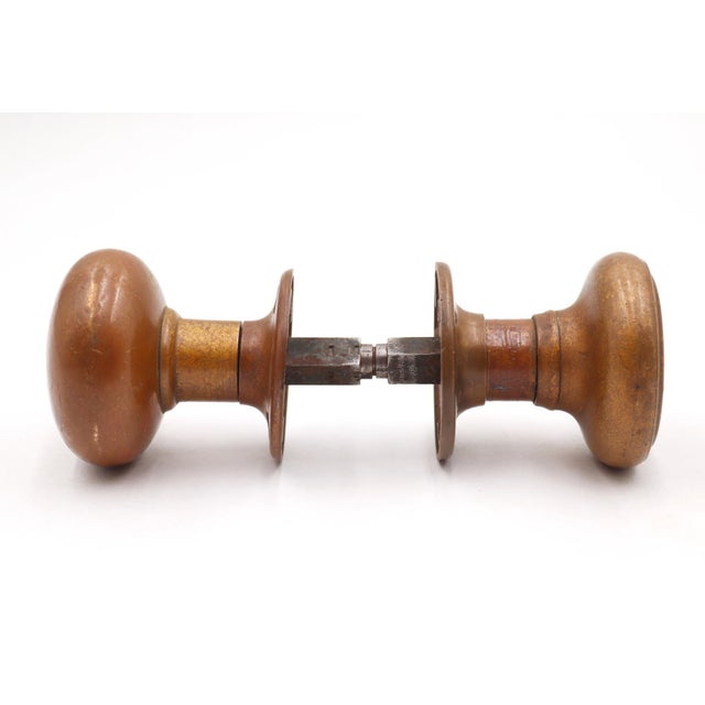 Vintage Concentric Bronze Passage Door Knobs For Sale - Image 4 of 6
