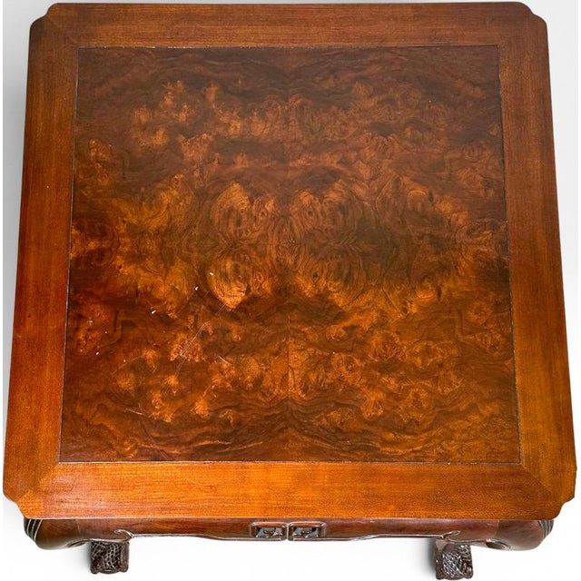 Drexel Heritage Vintage Drexel Heritage Ming Treasure Burlwood Asian Modern Side Table For Sale - Image 4 of 18
