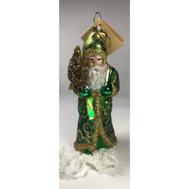 Kelly Green 2000’s Mouth Blown Glass Santa Ornament “Royal Splendor Santa” by Ino Schaller For Sale - Image 8 of 13