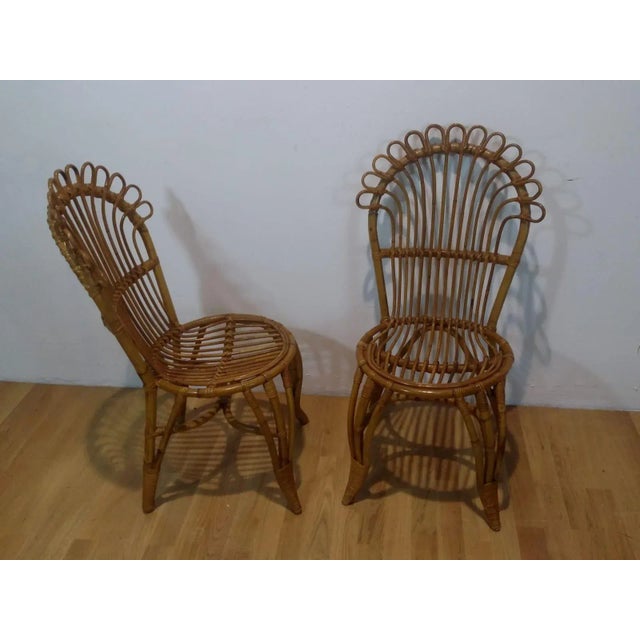 Mid-Century Modern Set of Rattan Side Chairs, 1960s For Sale - Image 3 of 8