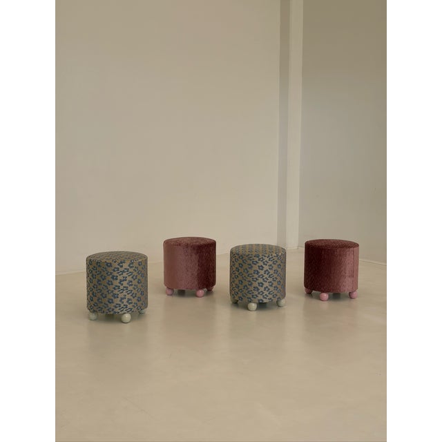 Vintage Poufs in Textile, 1970s, Set of 2 For Sale - Image 10 of 11