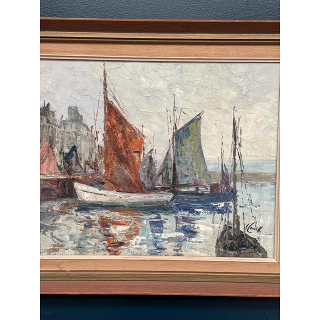 Inge Camill, Boats in Harbour, 1950s, Oil on Canvas, Framed For Sale - Image 7 of 18