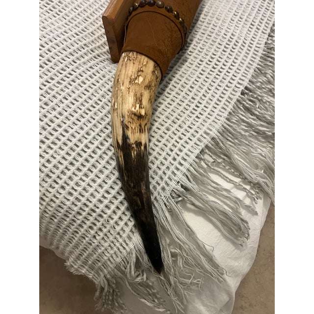 Large Late 20th Century Bull Horn Steer Longhorn Leather Wrapped and Mounted For Sale In Phoenix - Image 6 of 10
