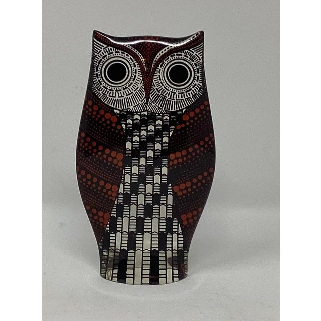 Abraham Palatnik Lucite Mid-Century Modern Acrylic Optical Art Sculpture Of A Red & Black Owl. Item Is In Very Good...