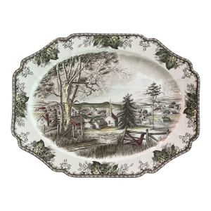 1960s Vintage Johnson Brothers Friendly Village Large Serving Platter - Holidays Are Coming!