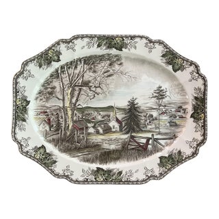 1960s Vintage Johnson Brothers Friendly Village Large Turkey Serving Platter For Sale
