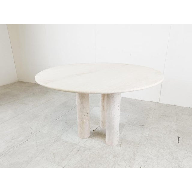 Italian Round Travertine Dining Table, 1970s For Sale - Image 10 of 11