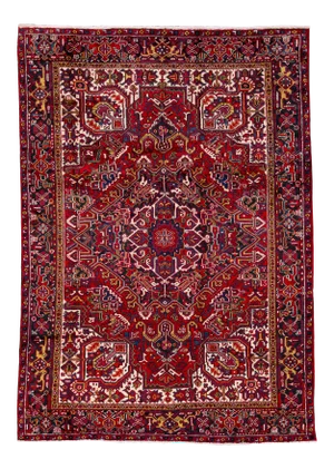 Vintage Red Heriz Persian Handmade Wool Rug