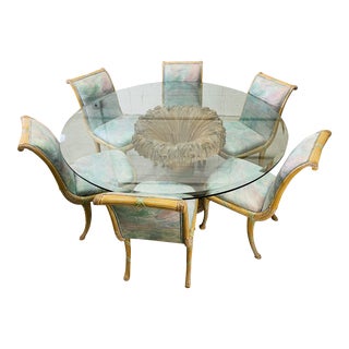 Casa Stradivari Hand Carved Banded Sheaths of Wheat Dining Set For Sale