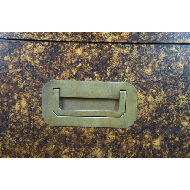 Chinese Mottled Gold & Black Chinoiserie Chest or Trunk on Stand Box Side Table For Sale - Image 12 of 13