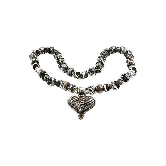 Metal Late 20th-Century Sterling and 18k Bowman Original Reversible Heart Necklace For Sale - Image 7 of 12