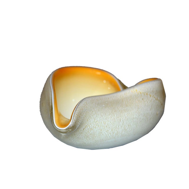 Murano Art Glass Beige & Gold Flecks Catchall, Bowl Inspired by Alfredo Barbini For Sale In Miami - Image 6 of 10