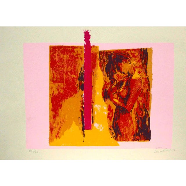Woman in Pink - Original Lithograph by Nicola Simbari - 1976 1976 For Sale
