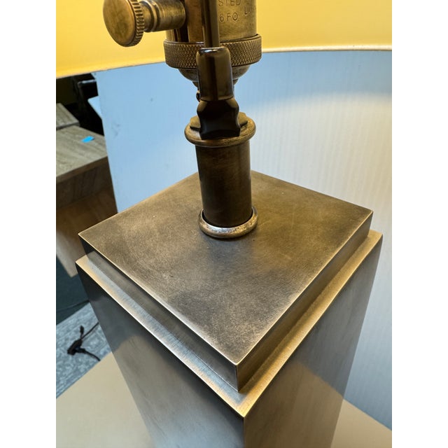 Restoration Hardware Bronze Column Table Lamps, Pair For Sale - Image 13 of 15