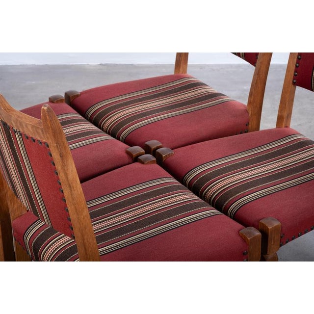 Brutalist Oak Dining Chairs by H. Kjærnulf, Denmark, 1960s, Set of 4 For Sale - Image 4 of 6
