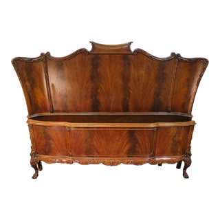 1930s Antique Flame Mahogany Claw Foot Bed For Sale