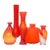 Red Hot & Orange Eclectic Glass Vase Curation - Group of 5 For Sale