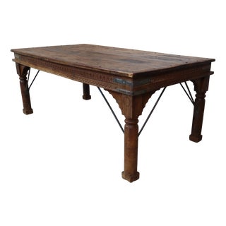 Indonesian Hand-Carved Teak Dining Table For Sale