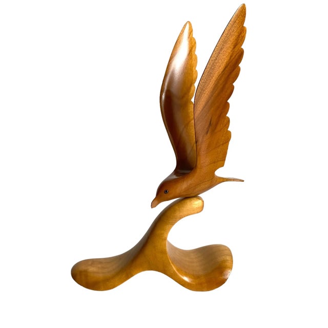 Mid Century 1960s Oregon Myrtle Wood Bird in Flight Seagull Shore Bird Sculpture For Sale - Image 13 of 13