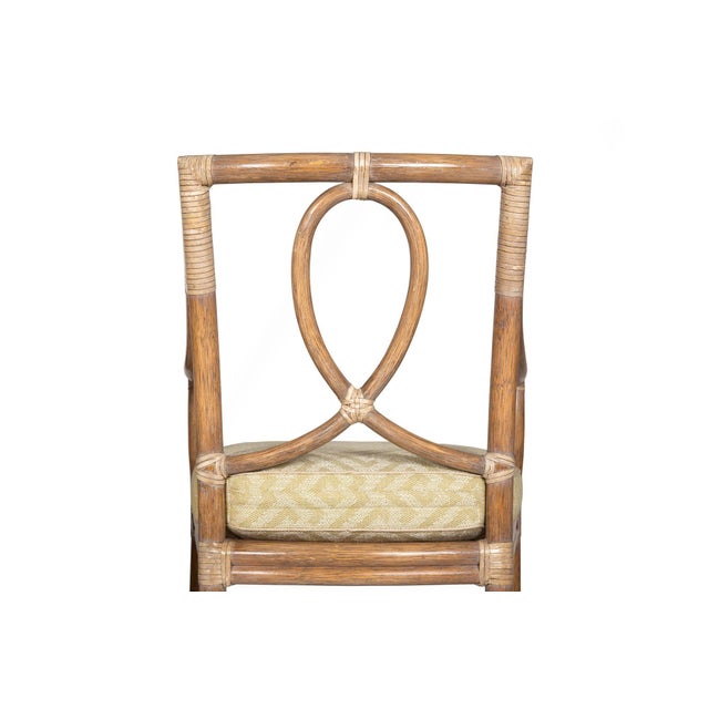 Set of Five Cerused Rattan Dining Chairs With Bamboo Table by McGuire For Sale - Image 10 of 12