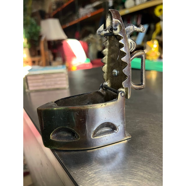 Brass Vintage Miniature Brass Coal Iron With Rooster Accents For Sale - Image 8 of 12